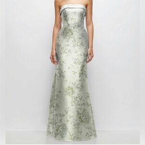Strapless Floral Evening Gown